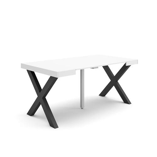Skraut Home | Mesa Consola Extensible | Mesa Comedor Plegable | 160 | para 8 comensales | Patas Madera Maciza | Estilo Moderno | Blanco