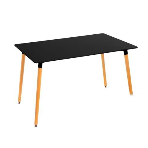 DRW Mesa de Comedor de Madera MDF en Negro y Natural