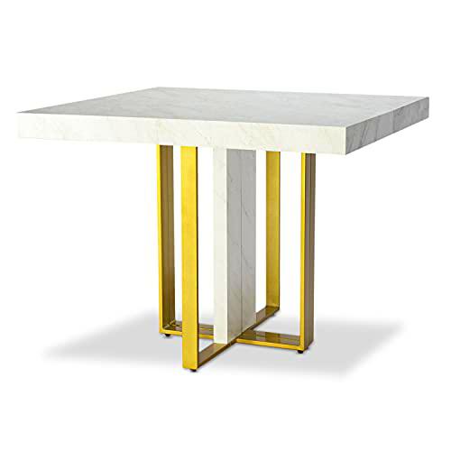 Menzzo Teresa Mesa, Blanco y Gris, Sans rallonge : L100 x P90 x H76
