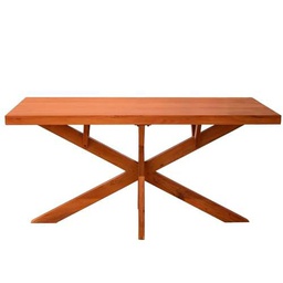 DRW Mesa de Comedor Rectangular de Madera en Natural 180x90x76 cm Tablero: 5,5 cm Grosor