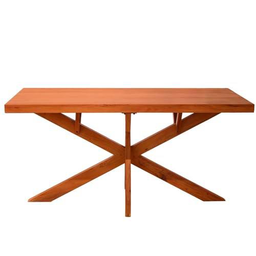 DRW Mesa de Comedor Rectangular de Madera en Natural 180x90x76 cm Tablero: 5,5 cm Grosor