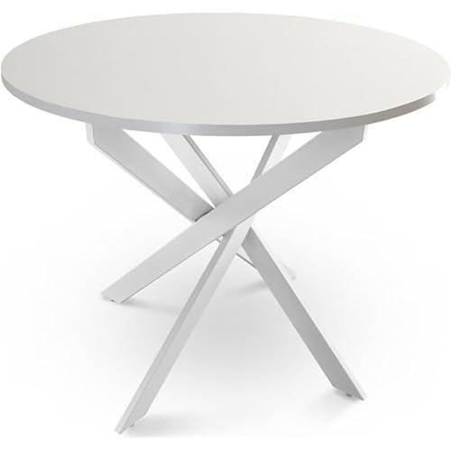 Shiito | Modelo Bolton JC - Mesa de Comedor Redonda | Madera de Roble con Patas Cruzadas
