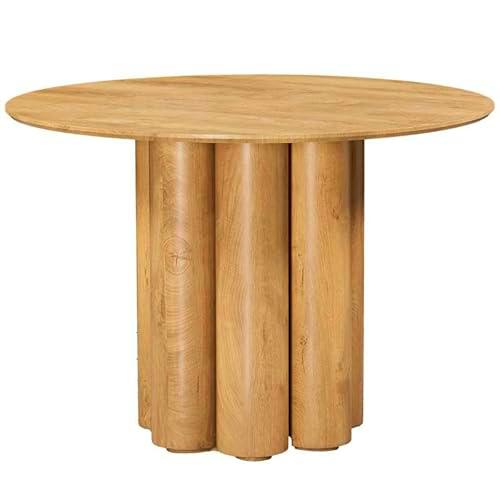 DRW Mesa de Comedor Redonda de Madera en Color Roble 76x110x110 cm