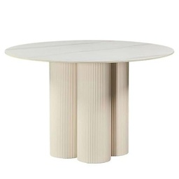 DRW Mesa de Comedor Redonda de Madera en Color Beige 76x120x120 cm