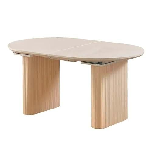DRW Mesa de Comedor Rectangular Extensible de Madera en Beige 76x200x100 cm