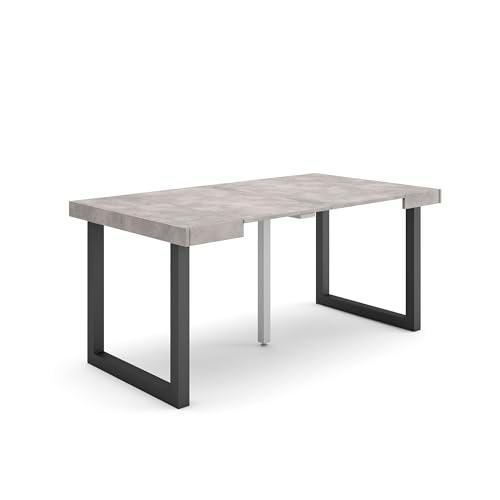 Skraut Home | Mesa Consola Extensible | Mesa Comedor Plegable | 160 | para 8 comensales | Patas Madera Maciza | Estilo Moderno | Cemento