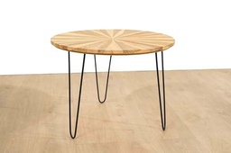 MESA REDONDA MADERA TEKA PATAS METAL
