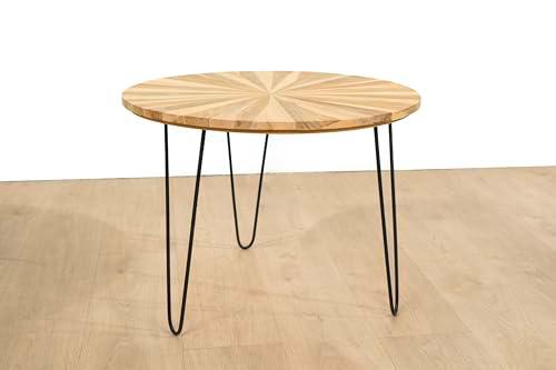 MESA REDONDA MADERA TEKA PATAS METAL