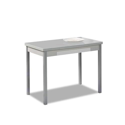 ASTIMESA Mesa de Cocina con Alas de Cristal Gris 100x60 cms
