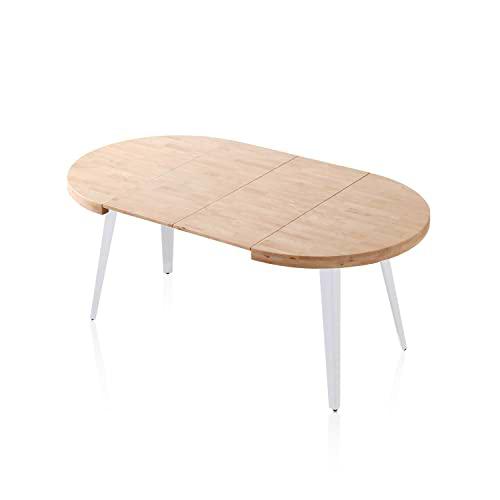 Berg, Mesa de Comedor Redonda Extensible, Mesa 2 Tramos