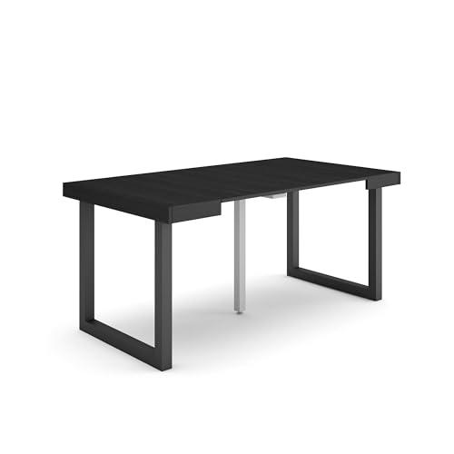 Skraut Home | Mesa Consola Extensible | Mesa Comedor Plegable | 160 | para 8 comensales | Patas Madera Maciza | Estilo Moderno | Negro