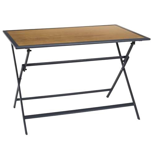 HOME DECO FACTORY - HDO0420 Mesa de Metal Negro Efecto Madera