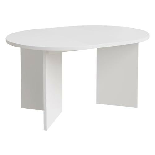Selsey Mesa Comedor Oval Extensible Blanco - Mesa Redonda Extensible de 110 a 190 cm con 2 Extensiones de 40 cm