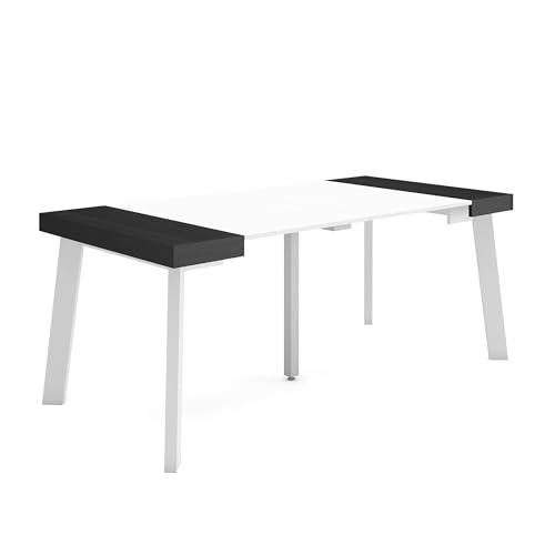 Skraut Home | Mesa Consola Extensible | Mesa Comedor Plegable | 180 | para 8 comensales | Patas de Madera | Estilo Moderno | Blanco y Negro
