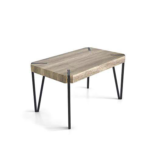 Tuoni Cooper - Mesa de Madera Multicapa y Metal, Color Roble marrón y Metal Barnizado en Negro