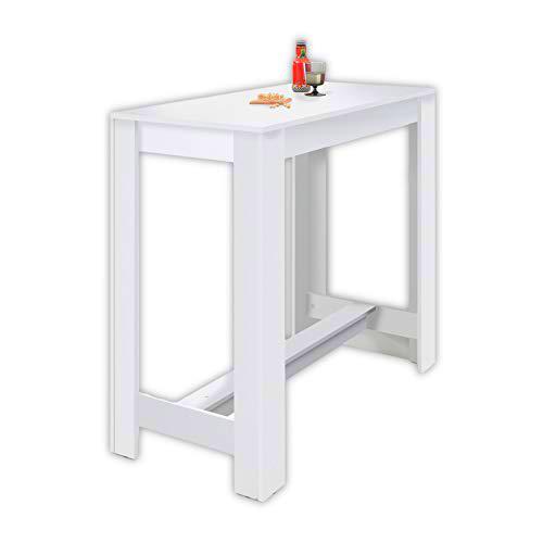 Stella Trading Hugo-Mesa de Bar Moderna en Color Blanco-Mostrador Que Ahorra Espacio para Cocina y Comedor