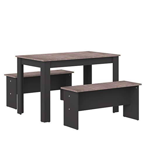 Marca Amazon - Amazon Basics - Juego de mesa de comedor con 2 bancos