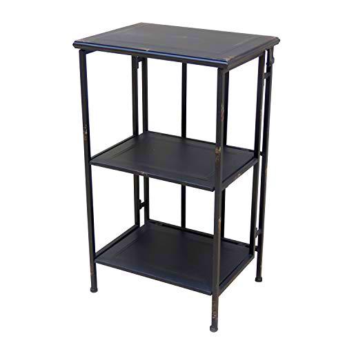 Mesita 3 baldas Plegable, Color Negro. Medidas: 41 x 31 x 70 centímetros